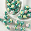 Cuentas Redondas de Flor de Cinco Pétalos de Cerámica Pintadas a Mano Estilo Étnico de Verano Material para Joyería DIY Pulsera Collar Accesorios con Cuentas Venta al por Mayor