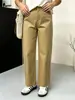 Calça casual feminina reta plus size para o trabalho, coleção outono 2026, calça cropped ampla e versátil para mulheres curvilíneas