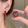 Pendientes Festivos Rojos de Año Nuevo para Mujer Pendientes de Temperamento de Alta Gama Nuevos Pendientes Calientes de Otoño e Invierno Pendientes de Boda de Año Nuevo