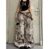 Jeans de pierna ancha con estampado de leopardo y patchwork estilo americano para mujer, otoño e invierno, pantalones casuales elegantes, rectos, holgados, de largo completo