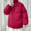 Jaqueta de Penas Preta Masculina Inverno Estilo Coreano Solta Tamanho Grande Gola Alta Juventude Casaco Pão Quente Jaqueta Nordeste Roupa de Fora da Moda
