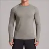 Camiseta interior base transpirable elástica para hombre, amigable con la piel, de manga larga, absorbente de humedad, para deportes al aire libre, correr, senderismo, fitness, casual