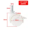 Rueda giratoria universal directa de fábrica de 1 pulgada para muebles, rueda giratoria de PP y nailon, rueda de tornillo de plástico color Rosa blanco con freno