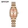 Reloj de Cuarzo Sanda Correa Simple Diamante Ovalado Reloj para Mujer Compacto y Versátil Impermeable Reloj para Examen