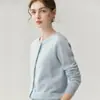 Cardigã 100% Caxemira Pura Outono Novo Suéter Gola Redonda Malha Base Feminina Versátil Casual