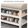 Banqueta para Cambiar Zapatos para Entrada de Casa, Zapatero y Gabinete Multicapa de Lujo Ligero con Asiento Integrado, Banco de Zapatos para Recibidor de Hierro Forjado