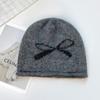 Gorro de punto con cordón estilo coreano para mujer, estilo jersey con rizos, gorro frío con cara visible, gorro Baotou Moon pequeño
