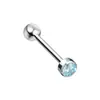 Brincos Stud de Titânio F136 com Base Plana e Zircônia Piercing Popular Europeu e Americano Brincos Stud de Língua em Estoque