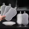 Esponja para Lavar Platos de Doble Cara en Forma de 8, Bloque de Esponja para Limpieza de Cocina, Paño para Lavar Platos de Fibra de Bambú con Alambre de Acero, Herramienta Mágica de Limpieza