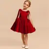 Vestido Rojo de Satín para Niñas 2026 Nuevo Modelo Atuendo para Piano Violín Anfitrión Cumpleaños Vestido de Princesa Venta al por Mayor