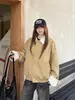Chaqueta Caqui con Cuello de Retazos Rayados para Mujer 2026 Nuevo Otoño Estilo Americano Casual Holgada Chic Chaqueta para Mujer