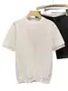 Nueva Camisa de Punto de Manga Corta con Cuello Redondo de Verano para Hombre, Camiseta de Negocios Ajustada de Seda de Hielo, Venta al por Mayor Transfronteriza