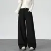 Calça pantalona estilo retro americano cáqui para mulheres, nova para o outono, cintura alta, solta, modelagem que afina, casual, reta, calça de trabalho