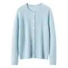 75% Cachemira 25% Seda de Morera Cárdigan de Cachemira con Cuello Redondo para Mujer Mujer 26 Otoño Invierno Nueva Moda Capa Base Ropa de Abrigo