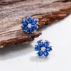Pendientes Pequeños y Exquisitos de Corindón Rojo Fresco, Flor de Espinela Orquídea, Moda de Lujo Ligero, Pendientes Dulces Versátiles para Niñas