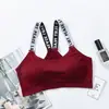 Sujetador Deportivo Strapless de Letras Inglesas sin Costuras para Niñas, Sujetador Deportivo Camisola para Correr, Hermoso Sujetador Deportivo de Espalda para Mujeres