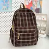 Mochila Escolar Versátil Retro Estudiante de Secundaria Femenina Otoño e Invierno Nueva Mochila Cuadros Coreanos Color Sólido Mochila para Estudiante Universitario y Viajero
