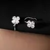 Pendientes de clip para oreja sin perforaciones para mujer, nuevos pendientes de trébol de moda en plata esterlina, pendientes de hada Mori Super hada de hueso de alta calidad