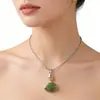 Collar Elegante con Colgante de Calabaza de Jade Hetian Chapado en Oro S925 de Moda y Tendencia con Patrón de Llama