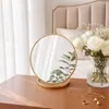 Espejo de escritorio para maquillaje con borde dorado, espejo de un solo lado plegable, espejo de belleza de alta definición para estudiantes, espejo de escritorio