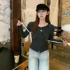 Cardigan de veludo mousse, com aparência de duas peças, puramente sedutor e versátil, de manga longa para mulheres, novo top sexy slim fit para outono e inverno