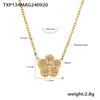 Pulseira de zircônia incrustada com temperamento europeu e americano, colar de clavícula de camada dupla, aço titânio, revestimento a vácuo PVD, retenção de cor, terno