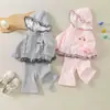 Conjunto con Capucha para Niña Primavera y Otoño Nuevo Bebé Chaqueta con Cremallera y Volantes Pantalones Acampanados Conjunto Elegante y Lindo para Niños