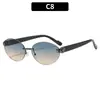 Gafas de Sol Decorativas Ovaladas con Cabeza de Leopardo de Borde Cortado Sin Marco Europeas y Americanas Nueva Moda Estilo Callejero Protección UV Gafas de Sol Transfronterizas