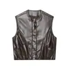 Venta Caliente Transfronteriza de Aliexpress Nueva Moda Primavera 2026 Chaleco de Cuero PU Lavado Color Sólido Estilo Europeo y Americano para Mujer
