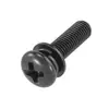 Tornillo Combinado de Acero Inoxidable 304 con Cabeza Redonda Cruz y Arandela Plana Chapada en Zinc Negro y Arandela de Resorte, Juego de Tornillos de Cabeza Plana M2M6