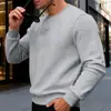 2026 Sudadera Texturizada de Cuello Redondo Simple para Hombre Primavera y Otoño Estilo Retro Americano Top para el Trabajo Venta al por Mayor de Fábrica