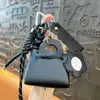 Porta-Moedas Chaveiro de Couro Criativo Novo Exquisito Bonito Flor Espelho Pequeno Acessórios Bolsa de Fone de Ouvido Pingente Atacado