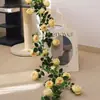 Enredadera de flores artificiales, enredadera de rosas, flor de plástico, decorativa, para techo, aire acondicionado, tubería de agua, bobinado, rosa decorativa, enredadera de flores artificiales