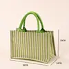 Bolsa de Tela de Arpillera con Rayas Cruzadas Personalizada Gran Capacidad Moderna Bolso de Mano de Moda Alta Apariencia Bolso de Hombro Único Bolsa de Arpillera