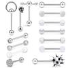 Conjunto de 14 peças de piercing de língua de aço inoxidável Amazon Hot Straight Rod Mixed 4 cores opcionais Anel de língua Piercing Joias para venda rápida