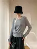 2025 Outono Irregular Nicho Top de Tricô Estrutura Design Manga Longa Cardigan Solto Feminino Versátil