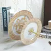 Prato de Jantar Ocidental em Porcelana Fina com Carroça Puxada por Cavalos Dourados Prato para Espetinho Prato de Jantar Europeu Palaciano de Alto Padrão Prato para Bife em Porcelana Fina Prato de Sobremesa