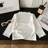 Camiseta Ruffled Versátil e Estilosa com Laço - Estilo Coreano - Nova Outono 2026 para Meninas