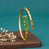 Nuevo Pulsera Abierta Estilo Palacio Retro Chino, Junta de Bambú Dorada Antigua, Falso Jade, Joyería Vintage para Cheongsam y Hanfu