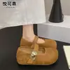 Zapatos Mary Jane de Piel Genuina Suela Gruesa Aumentadores de Altura Velcro para Mujer Otoño 2026 Nuevos Versátiles Casuales Zapatos Birkenstock Mocasines