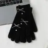 Luvas de Tricô com Laço de Strass, Coração e Tela Sensível ao Toque para Mulheres, Quentes e Doces, Novas para Outono e Inverno, Luvas de Dedo à Prova de Frio