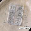 Accesorios para Uñas Crow Heart Celebridad de Internet Rejilla de 6 Compartimentos Mixtos Negro Pistola Plata Cruz Tridimensional Retro Metal Accesorios para Uñas