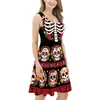 Nuevo vestido tipo tank top sin mangas con calavera del Día de Muertos de estilo europeo y americano, impreso en 3D