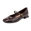 Sapatos Mary Jane Retro de Uma Tira para Mulheres, Novos 2026 Sapatos Individuais de Bico Quadrado, Sapatos Baixos de Couro Estilo Francês para o Dia a Dia