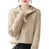 Suéter único de punto trenzado de color liso con cuello semiabierto para mujer, estilo nuevo de primavera y otoño, corte holgado, versátil, casual y moderno