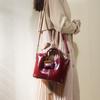 Bolso Cubo de Cuero con Cera al Aceite de Moda Retro para Mujer 2025 Nuevo Bolso de Mano Tipo Cesta de Verduras Bolso Cruzado de Alta Gama Rojo