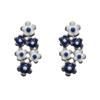 Azul e Branco brincos de flores pequenas mulheres outono e inverno high-end temperamento Japonês brincos bonitos design sense pequenos brincos brancos na moda