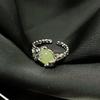[Ramas Envueltas de Jade Helado] Nuevo Anillo Abierto de Estilo Nacional Chinoiserie Anillo de Rosa de Nicho Apilado de Alta Gama Francés para Mujeres