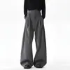 Pantalones Rayados de Pierna Recta Acampanada de Cintura Alta Bordados con Pliegues Estilo Zen Cinta de Kendo Drapeado Pantalones Casuales Vintage
