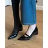 Zapatos de mujer Chuyuji estilo francés de punta plateada, elegantes, con plataforma interior para aumentar altura, Mary Jane de corte bajo, tacón alto versátil